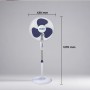 SVAN Ventilador de Pie Blanco y Azul 16", 40W, SVP401600OBA. 3 Velocidades, 3 Aspas, Soporte Base Redonda