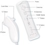 2 en 1 Motion Plus Mando y Nunchunk para Nintendo Wii/Wii u + Funda de Silicona - Blanco