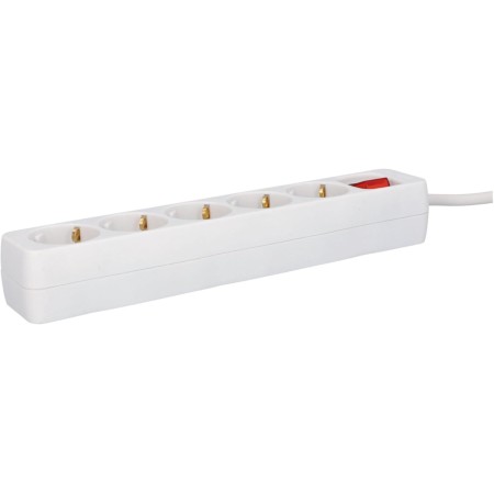 UNITEC Regleta con 5 enchufes e Interruptor, 3 m, Color Blanco