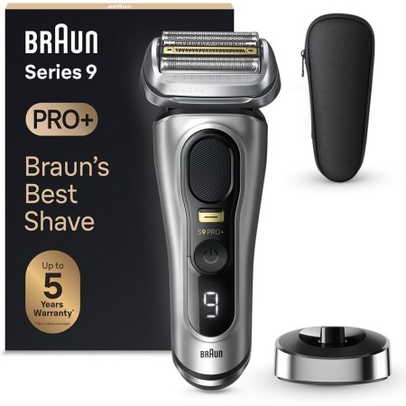 Braun Series 9 Pro+ Afeitadora Eléctrica Hombre, Máquina de Afeitar Barba, PowerCase, En Seco Y En Mojado, 9527s, Plata