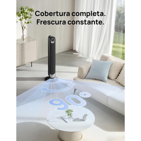 Dreo Ventilador Silencioso de Torre，Potente Ventiladores Bajo Consumo con Mando a Distancia, 7,92 m/s de Velocidad, Oscilante de