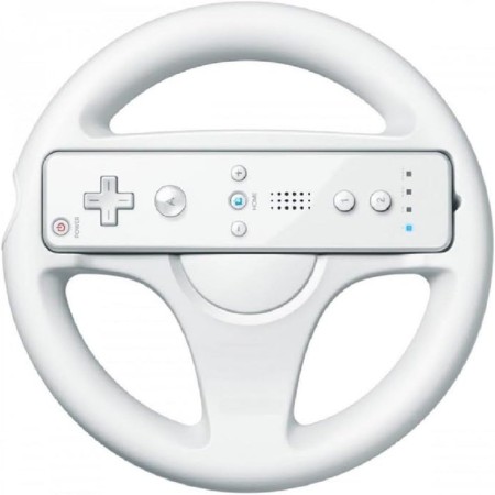 Volante para Wii Presentado en Caja, Color Blanco, compatible con el juego de Mario Kart