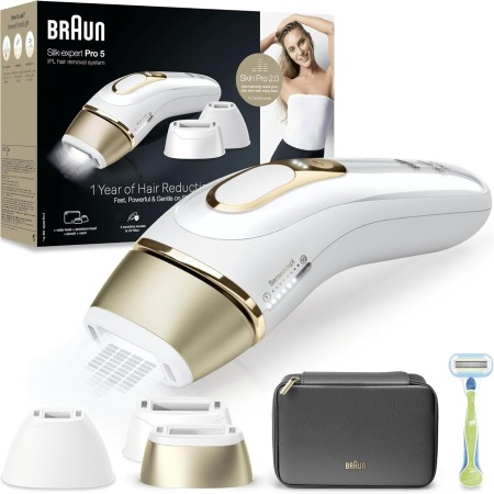 Braun IPL Silk-Expert Pro 5 PL5242 Depilación para el hogar, Blanco/Oro, Alternativa a la depilación láser, con caso, sistema de