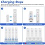 Estación de Carga 4 en 1 para Mandos Wii/Wii U | Incluye 4 Baterías Recargables de 2800mAh y Cable USB (Mandos No Incluidos)