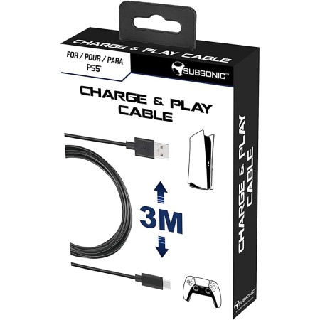 Subsonic - Accesorio - Cable de carga USB C XXL de 3 metros para el controlador Dual Sense PS5 - Playstation 5 (PlayStation 5)