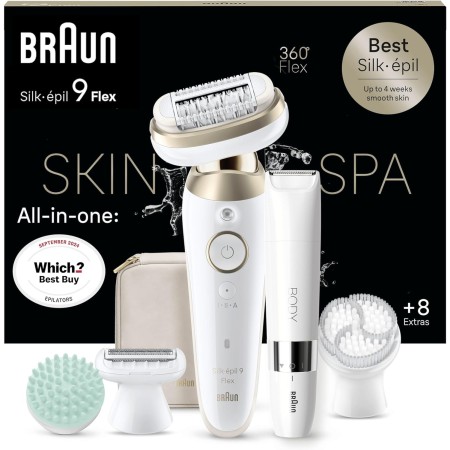 Braun Silk-épil 9 Flex SkinSpa - Set de depiladora todo en uno, depiladora para mujer, depiladora de larga duración, mini