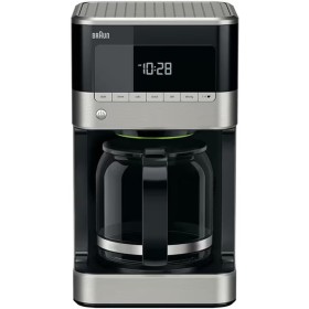 Braun KF 7120 Cafetera eléctrica semi-automática con jarra de cristal, 1000 W, 12 tazas, acero inoxidable, negro