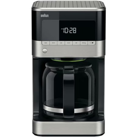 Braun KF 7120 Cafetera eléctrica semi-automática con jarra de cristal, 1000 W, 12 tazas, acero inoxidable, negro