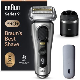 Braun Series 9 Pro+ Afeitadora Eléctrica Hombre, Máquina de Afeitar Barba y Centro De Limpieza SmartCare, PowerCase, En Seco Y