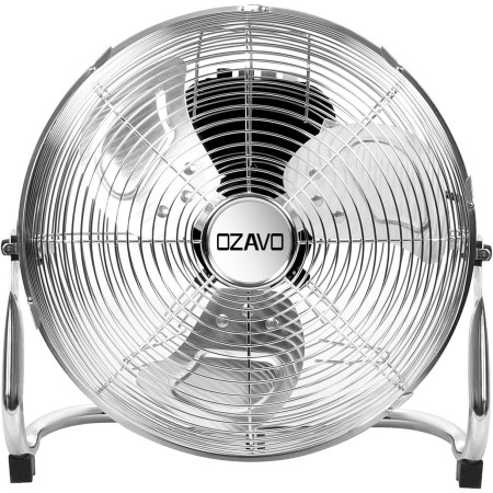 OZAVO Ventilador de Suelo Cromado Industrial 56CM, 100W, 3 Velocidades, 3 Aspas Metálicas, Motor de Cobre, Cabezal Inclinación