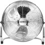 OZAVO Ventilador de Suelo Cromado Industrial 61CM, 110W, 3 Velocidades, 3 Aspas Metálicas, Motor de Cobre, Cabezal Inclinación