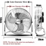 OZAVO Ventilador de Suelo Cromado Industrial 61CM, 110W, 3 Velocidades, 3 Aspas Metálicas, Motor de Cobre, Cabezal Inclinación