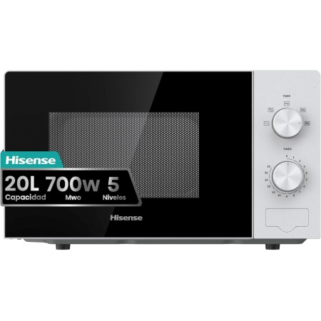 Hisense H20MOBP1HI - Microondas 20 Litros, 700W, Inverter Expert, Descongelación Rápida, Calentamiento Uniforme, Silencioso,