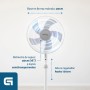 Grunkel Ventilador de Pie FAN-165 de 50W- 16" 40cm de diametro con 3 Velocidades y 5 aspas, Altura Regulable hasta 118cm.