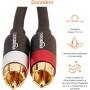 Amazon Basics 2 cables de audio RCA para amplificador, altavoces activos o subwoofer con conectores chapados en oro, 2.4 m,