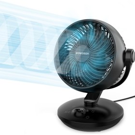 WOWDSGN Ventilador silencioso de 22 dB, con 6 niveles y pantalla, temporizador de 9 horas, potente circulación de aire turbo 3D,