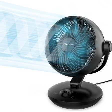 WOWDSGN Ventilador silencioso de 22 dB, con 6 niveles y pantalla, temporizador de 9 horas, potente circulación de aire turbo 3D,
