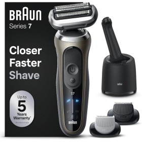Braun Series 7 72-C7650cc Afeitadora Eléctrica, Con Centro De Limpieza SmartCare, Accesorios EasyClick, Dorada