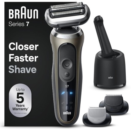 Braun Series 7 72-C7650cc Afeitadora Eléctrica, Con Centro De Limpieza SmartCare, Accesorios EasyClick, Dorada