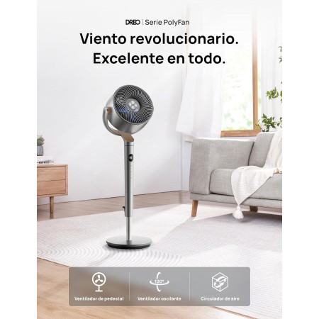 Dreo Ventilador de Pie Silencioso con Control Remoto - Alcance de 24 m, 23dB, Volumen de Aire de 1200 m³/h, 3 Modos, 8