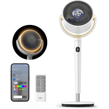 Dreo Ventilador de Pie Silencioso con Control Remoto - Alcance de 24 m, 23dB, Volumen de Aire de 1200 m³/h, 3 Modos, 8