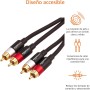 Amazon Basics 2 cables de audio RCA para amplificador, altavoces activos o subwoofer con conectores chapados en oro, 2.4 m,