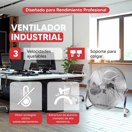 SOGO Ventilador De Suelo Semi Industrial 12" 30cm Con Inclinación Ajustable - Ventilador Potente 55W 3 Velocidades Bajo Ruido -