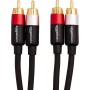 Amazon Basics 2 cables de audio RCA para amplificador, altavoces activos o subwoofer con conectores chapados en oro, 2.4 m,