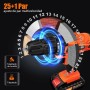 Taladro a Bateria 21V,Destornillador eléctrico con 45 Nm, 25+1 ajustes de par de apriete,29PCS Accesorios,Luz LED,Kit de taladro