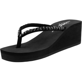 New front Chanclas Altas Negras Chanclas de Cuña para Mujer Chanclas Mujer Elegantes Chanclas Mujer Playa Moda Tacón Inclinado