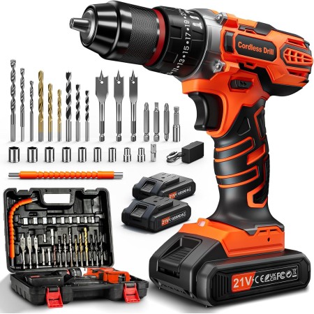Taladro Atornillador Batería 20V, FAHEFANA Taladro Inalámbrico, 2 Baterías 2.0Ah y Accesorios 89 Piezas, 42Nm Máx, 25+1 Ajuste