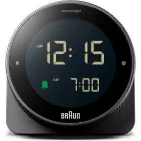Braun Reloj Despertador Digital función de repetición, Pantalla LCD Negativa, Bisel Giratorio para Ajuste rápido de la Hora,