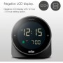 Braun Reloj Despertador Digital función de repetición, Pantalla LCD Negativa, Bisel Giratorio para Ajuste rápido de la Hora,