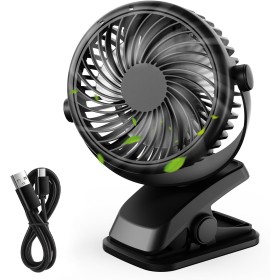 QHUI Mini Ventilador de escritorio, Ventilador de refrigeración personal USB de 3 velocidades con rotación de 360 °, cable USB y