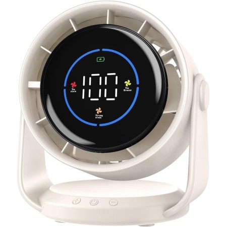 Ventilador de Mesa Silenciosa,Pantalla LED Digital 100 Velocidades Potente Flujo de Aire Giratoria 105° y Función de Memoria