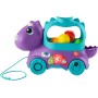 Fisher-Price Dinosaurio de juguete de arrastre con bolas, luces y sonidos, para bebés +1 año, Versión: Alemán, HNR54