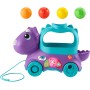 Fisher-Price Dinosaurio de juguete de arrastre con bolas, luces y sonidos, para bebés +1 año, Versión: Alemán, HNR54