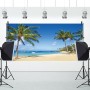 Renaiss 3.6x1.8m Fondo de Playa de Verano Océano Tropical Playa de Arena Palmeras Fondo de fotografía Niños Adultos Vacaciones