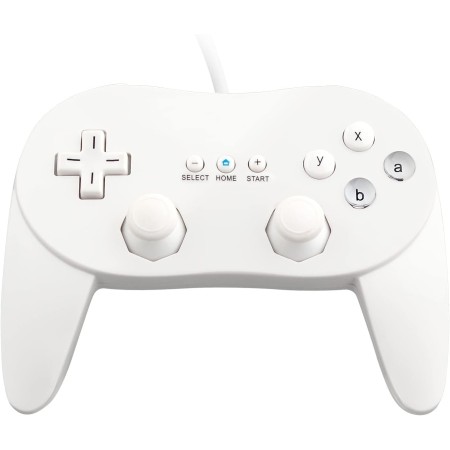 OSTENT Mando Clásico con Cable Pro Gamepad Joystick para Consola Nintendo Wii Remote Videojuego, Color Blanco