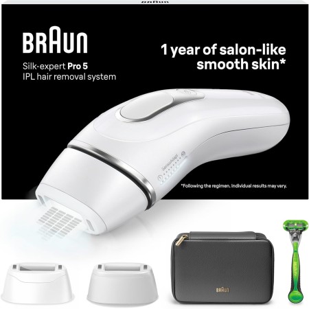 Braun Luz Pulsada Silk-expert Pro 5 PL5145 IPL, Eliminación Del Vello En Casa, Funda, Maquinilla De Afeitar Gillette, 2
