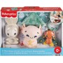 Fisher-Price Sensimals Set de regalo con mordedor conejito, peluche ajolote, polilla sonajero y paño de apego, juguetes para