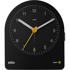 Braun Classic Analogue Alarm Clock with Snooze and Continuous Backlight, Quiet Quartz Movement, Crescendo Beep Alarm in Black,