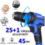 Taladro Atornillador Batería Electrico 21V con 1 Batería 1,5Ah, 42Nm Máx, 2 Velocidades, 25+1 Ajuste Par, Portabrocas de 10mm,