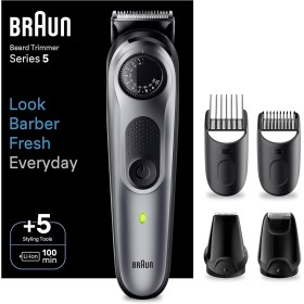 Braun Cortacésped De Barba Series 5 BT5440, Cortacésped Para Hombres Con Herramientas De Diseño, 100 Minutos De Autonomía