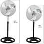 RAYDAN 0 Ventilador de Pie, 45cm 75W, 75 W, 3 Velocidades, Negro
