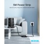 Torre Regletas Enchufes con Cable 5M, Regleta USB 12 Tomas de AC Corrientes y 4 USB, 3680W/16A, Regreltas Vertical con
