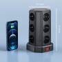 Torre Regletas Enchufes con Cable 5M, Regleta USB 12 Tomas de AC Corrientes y 4 USB, 3680W/16A, Regreltas Vertical con
