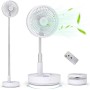 Primevolve Ventilador de Pie Portátil Auto-rotación con Remoto, 8'' Plegable Suelo/Mesa Ajustable, 7200mAh USB C Ventilador para