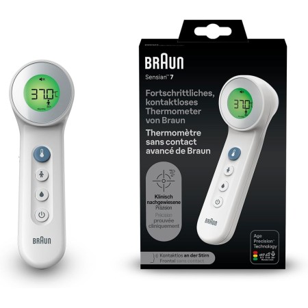 Braun Sensian 7 Termómetro de frente sin contacto , Tecnología Age Precision , Pantalla digital codificada por colores , Apto