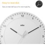 Braun Reloj de Pared analógico Grande clásico Movimiento de Agujas silencioso, de fácil Lectura, diámetro del 30 cm en Blanco,